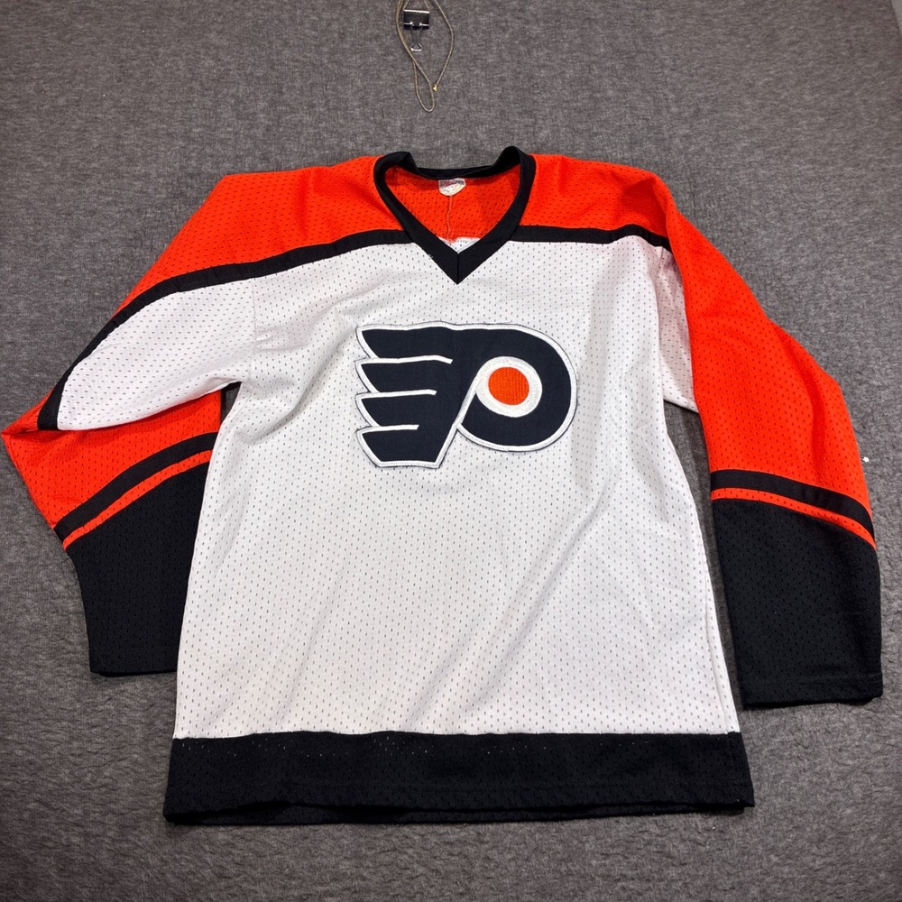 Vintage Philadelphia Flyers CCM Hockey Jersey Men Medium White Mesh USA Made NHL